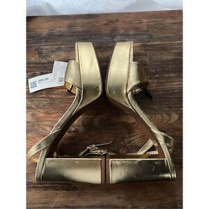 Zara Women's Metallic Strappy High Heels Gold Size 39 NWT